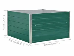 Clicnbuy Jardinera elevada de acero galvanizado 100x100x45 cm Verde Best