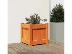 Jardinera exterior madera maciza pino marrón cera 31x31x31 cm^Clicnbuy Online