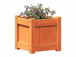 Jardinera exterior madera maciza pino marrón cera 31x31x31 cm^Clicnbuy Online