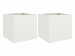 Clicnbuy Jardineras 2 unidades acero laminado en frío 42x40x39 cm Blanco Hot