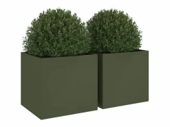 Clicnbuy Jardineras 2 unidades acero laminado en frío oliva 49x47x46 cm Verde Discount