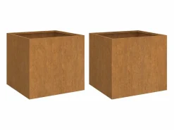 Clicnbuy Jardineras 2 unidades acero corten 49x47x46 cm Marru00f3n Best
