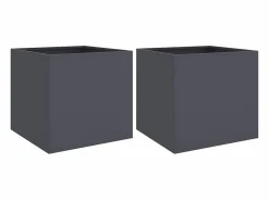 Clicnbuy Jardineras 2 unidades acero laminado en frío antracita 42x40x39 cm Gris antracita