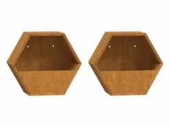 Clicnbuy Jardineras de pared 2 unidades acero corten oxidado 30x10x25 cm Marru00f3n Discount