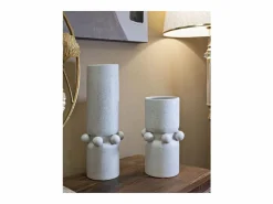 Jarrón bola de cerámica blanca 15,5x41 cm Blanco Outlet