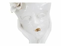 Jarrón|Jarrón de cerámica blanca con cara de mujer 16,5x14x27,3 cm