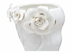 Jarrón de cerámica blanca con cara de mujer 14,8x13x29 cm^ Clearance