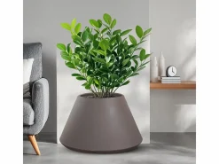 Jarrón de resina para plantas de interior y exterior diseño redondo cónico d.60x35h Stromboli Tortora Marru00f3n chocolate New