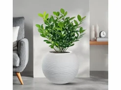 Jarrón de resina para plantas de interior y exterior, diseño esfera redonda d.40x33h Botticelli Blanco Outlet