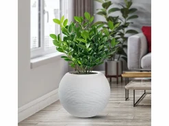 Jarrón de resina para plantas de interior y exterior, diseño esfera redonda d.40x33h Botticelli Blanco Outlet
