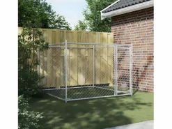 Transportín De Paseo Para Animales|Jaula de perros con puerta acero galvanizado 2x2x1,5 m ES789382