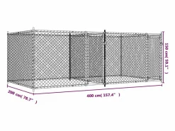 Jaula de perros con puertas acero galvanizado 4x2x1,5 m^Clicnbuy Sale