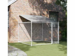Transportín De Paseo Para Animales|Jaula de perros techo y puerta acero galvanizado 2x2x2 m ES563216