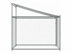 Transportín De Paseo Para Animales|Jaula de perros techo y puerta acero galvanizado 2x2x2 m ES563216