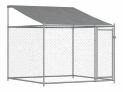 Clicnbuy Seguridad Para Mascotas|Jaula de perros techo y puerta acero galvanizado 12x2x2 m