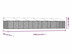 Clicnbuy Seguridad Para Mascotas|Jaula de perros techo y puerta acero galvanizado 12x2x2 m