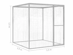 Transportín De Paseo Para Animales|Jaula para gatos acero galvanizado 1,5x1,5x1,5 m ES726832