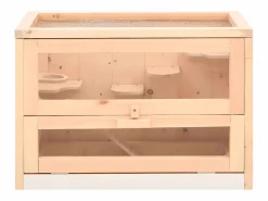 Jaula para hámster madera maciza abeto 60x35,5x42 cm ES878249^ Sale