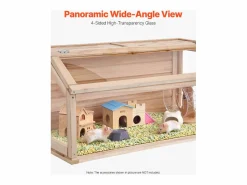 Jaula para Hámster y Roedores, SucceBuy Jaula de Madera para Hámster, 81 cm, Hábitat para Ratones, Roedores y Pequeños Animales Color natural claro