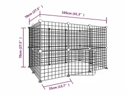 Transportín De Paseo Para Animales|Jaula para mascotas de 20 paneles puerta acero 35x35 cm ES141792