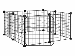 Transportín De Paseo Para Animales|Jaula para mascotas de 8 paneles con puerta acero 35x35cm ES726116