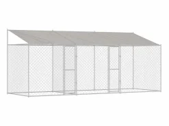 Clicnbuy Jaula para perro 600 x 200 x 256 cm Acero Galvanizado Plateado Online