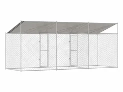 Clicnbuy Jaula para perro 600 x 200 x 256 cm Acero Galvanizado Plateado Online