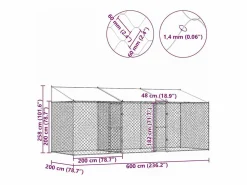 Clicnbuy Jaula para perro 600 x 200 x 256 cm Acero Galvanizado Plateado Online