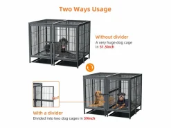 Fativo Jaula para perros con 3 puertas interiores, gran transportín XXL con bandeja extraíble 90x62x68cm Negro Outlet