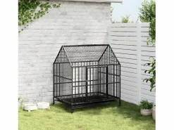 Jaula para perros con ruedas acero galvanizado ES595096 Negro Clearance