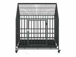 Jaula para perros con ruedas acero galvanizado ES595096 Negro Clearance