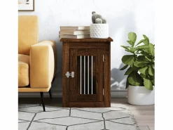 Transportín De Paseo Para Animales|Jaula para perros madera de ingeniería roble marrón 45x62x59 cm ES752501