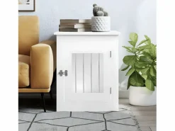 Jaula para perros madera de ingeniería 55x75x65 cm ES433657 Blanco New