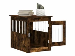 Transportín De Paseo Para Animales|Jaula para perros madera ingeniería roble ahumado 55x75x65 cm ES202367