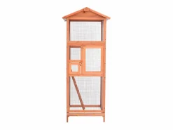 Jaula para pájaros madera maciza de abeto 68x62x166 cm ES108238 Marru00f3n Hot