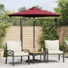 Jeanerette Sombrilla de jardín con poste de acero burdeos 225x225x212 cm^Garden Furniture Outlet
