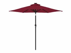 Jeanerette Sombrilla de jardín con poste de acero burdeos 225x225x212 cm^Garden Furniture Outlet