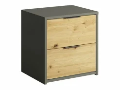 Meublorama Dormitorio Completo|Juego completo de dormitorio IZO: Armario, cama 160x200, cómoda, mesitas de noche, roble/gris antracita