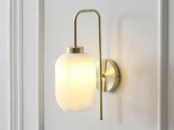 OZAIA Aplique Para Pared|Juego de 2 apliques de pared, latón cepillado y vidrio blanco - L. 25 x Alt. 41 cm - Dorado - LOUXOR
