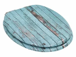 Juego de 2 asientos de inodoro de MDF con tapa de cierre suave acabado madera envejecida 02_0002967^Helloshop26