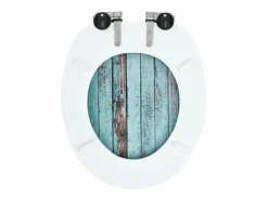 Juego de 2 asientos de inodoro de MDF con tapa de cierre suave acabado madera envejecida 02_0002967^Helloshop26