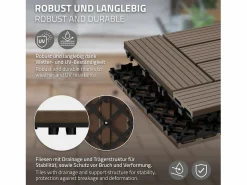 Juego de 44 baldosas de terraza de WPC de madera 30x30cm 4m²^ECD Germany