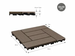Juego de 44 baldosas de terraza de WPC de madera 30x30cm 4m²^ECD Germany