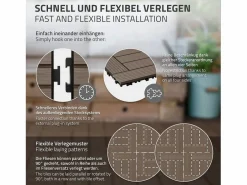 ECD Germany Juego de 33 baldosas de terraza de WPC de madera 30x30cm 3m² Marru00f3n Hot