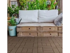 ECD Germany Juego de 33 baldosas de terraza de WPC de madera 30x30cm 3m² Marru00f3n Hot