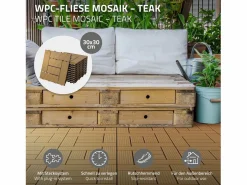Juego de 33 baldosas de terraza de WPC 30x30cm teca 3m²^ECD Germany Best