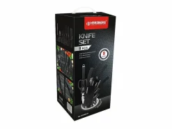 Juego de 8 cuchillos de acero inoxidable con soporte de acrílico- Herzberg HG-MSN8BLK^ Outlet