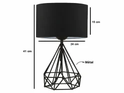 Juego de 2 lámparas de mesa de metal negro y pantalla tela negro - 24 x 15 x 41 cm - ANAIA^OZAIA Hot