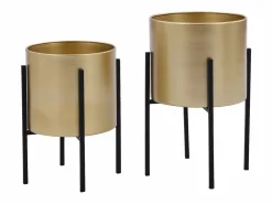 OZAIA Juego de 2 macetas con patas de metal - Dorado y negro - 2 medidas - EDMEE Negro / Dorado Online