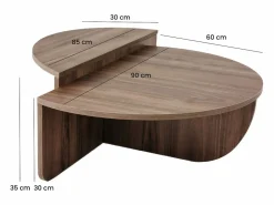 Vente-unique Mesa De Centro|Juego de 2 mesas de centro - Color: natural - ALOEVA II